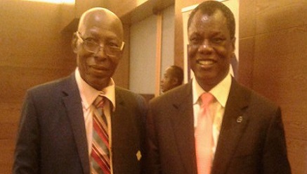 (L-r): Chris Uwaje, director general, Delta State ICT Hub (DS-ICT Hub) and chairman of the occasion, and Austin Okere, founder/chairman Computer Warehouse Group (CWG) and keynote speaker at #ICTSuccessSummit2016 held in Lagos at the weekend.